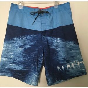 Nautica Swim Trunks Board Shorts 34 Graphic Waves